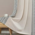 thumbnail image 2 of Lazzzy Linen Curtains Bordered Embroidery Boho Curtains for Living Room Bedroom 90 inch Light Filtering Window Drapes Grommet 2 Panels Blue on Beige, 2 of 13