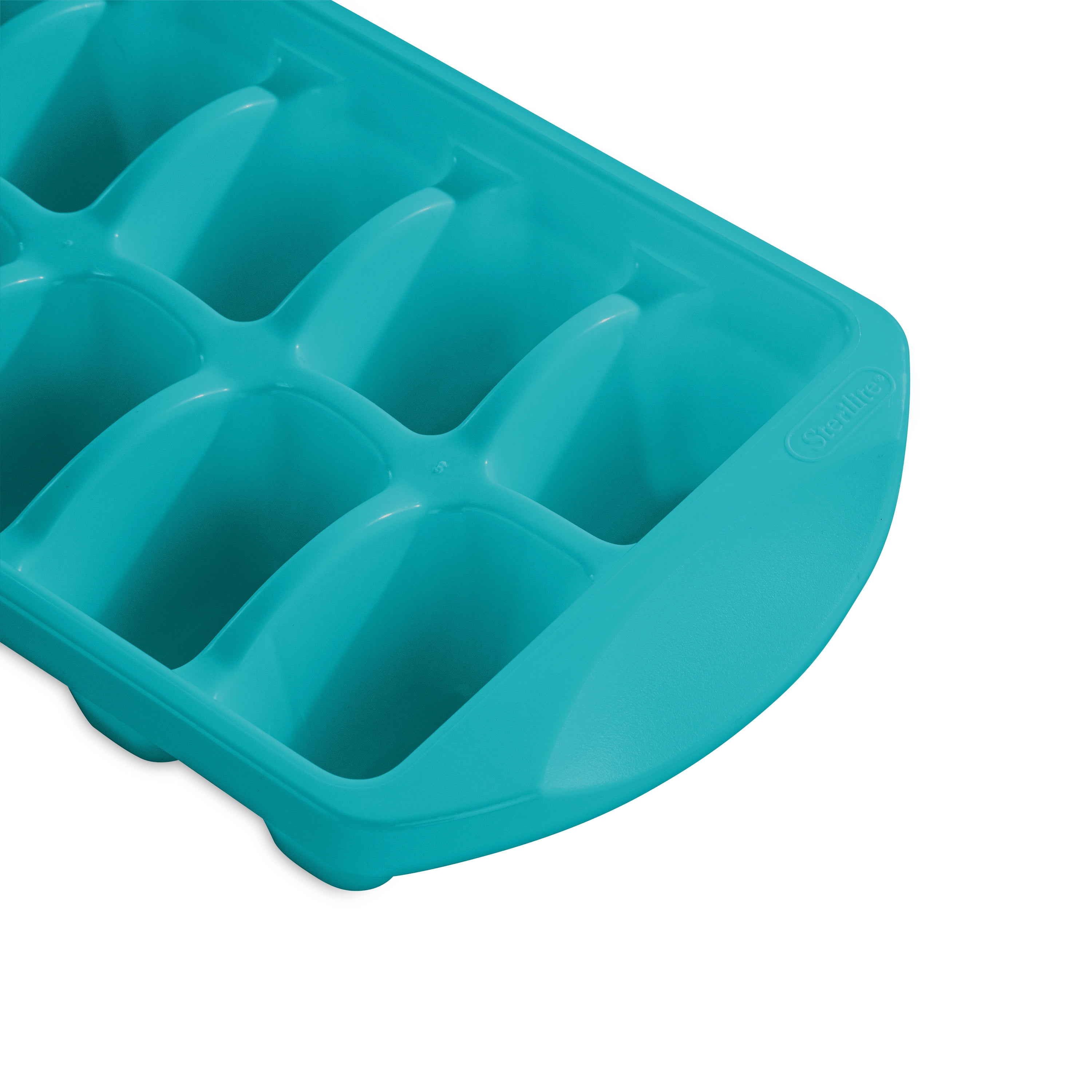 Sterilite, Ice Cube Tray, Set of Two Stacking Ice Cube Trays Plastic, Blue Atoll, plastic, perfect for chilled drink preparation.