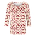 thumbnail image 4 of Penkiiy Chemises de la Saint-Valentin pour Femmes, Graphique Cœur, Col Rond, Hauts Décontractés, Blouses Amples à Manches 3/4, Grande Taille, Tunique 2025 3TG Multicolore, 4 of 5