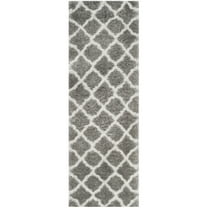SAFAVIEH Indie Careen Geometric Polyester Shag Runner Rug, Grey/Ivory, 2'3" x 7'