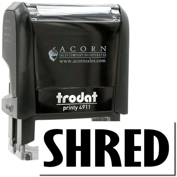 Self-Inking Shred Stamp, Trodat Printy 4911, Press and Print Stamping, Impression Size 5/8" x 1-1/2", Up to 10,000 Impressions - Black Ink