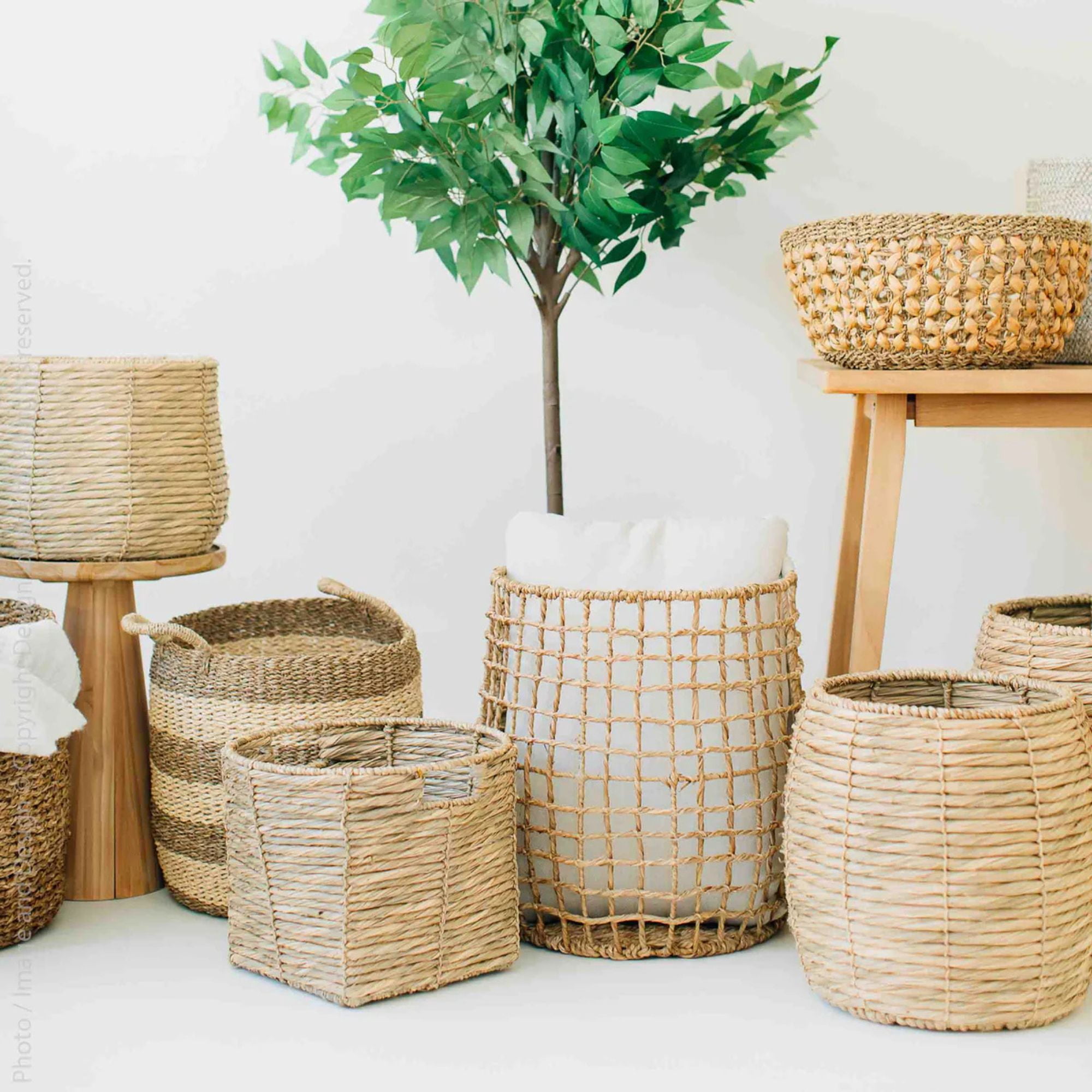 texxture Set of 3 Camden Woven Baskets, Nesting Organizer Bins, Natural