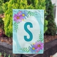 thumbnail image 3 of America Forever Spring Monogram Garden Flag Letter S 12.5 x 18 inches Double Sided Vertical Outdoor, Yard, Lawn, Pink and Blue Flowers, Cosmos, Leaves, Summer Flower Garden Flag, 3 of 5