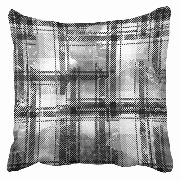 BOSDECO British Tartan Design Creative with Stripes and Watercolor Effect and Celtic Check Pillowcase Pillow Cover 18x18 inch