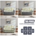 thumbnail image 5 of TSOVTHRID Floral Pale Green Print Loveseat Couch Covers 6-Piece Loveseat Recliner Covers with Elastic Bottom Stretch Polyester Furniture Protector for Love Seat Sofa, 5 of 7