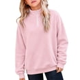 thumbnail image 6 of PLHWHYQ Girls' Zip Neck Hoodie for Little Girls – Cozy Kids' Casual Sweatshirt with Stand Up Collar Lightweight Winter Layer Pink 11-12 Years, 6 of 8