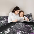 thumbnail image 4 of Homewish Goth Sugar Skull Twin Comforter Sets,Spooky Halloween Bedding Set,Rose Flower Duvet,Black Reversible,2-Piece,1 Comforter and 1 Pillowcase, 4 of 7