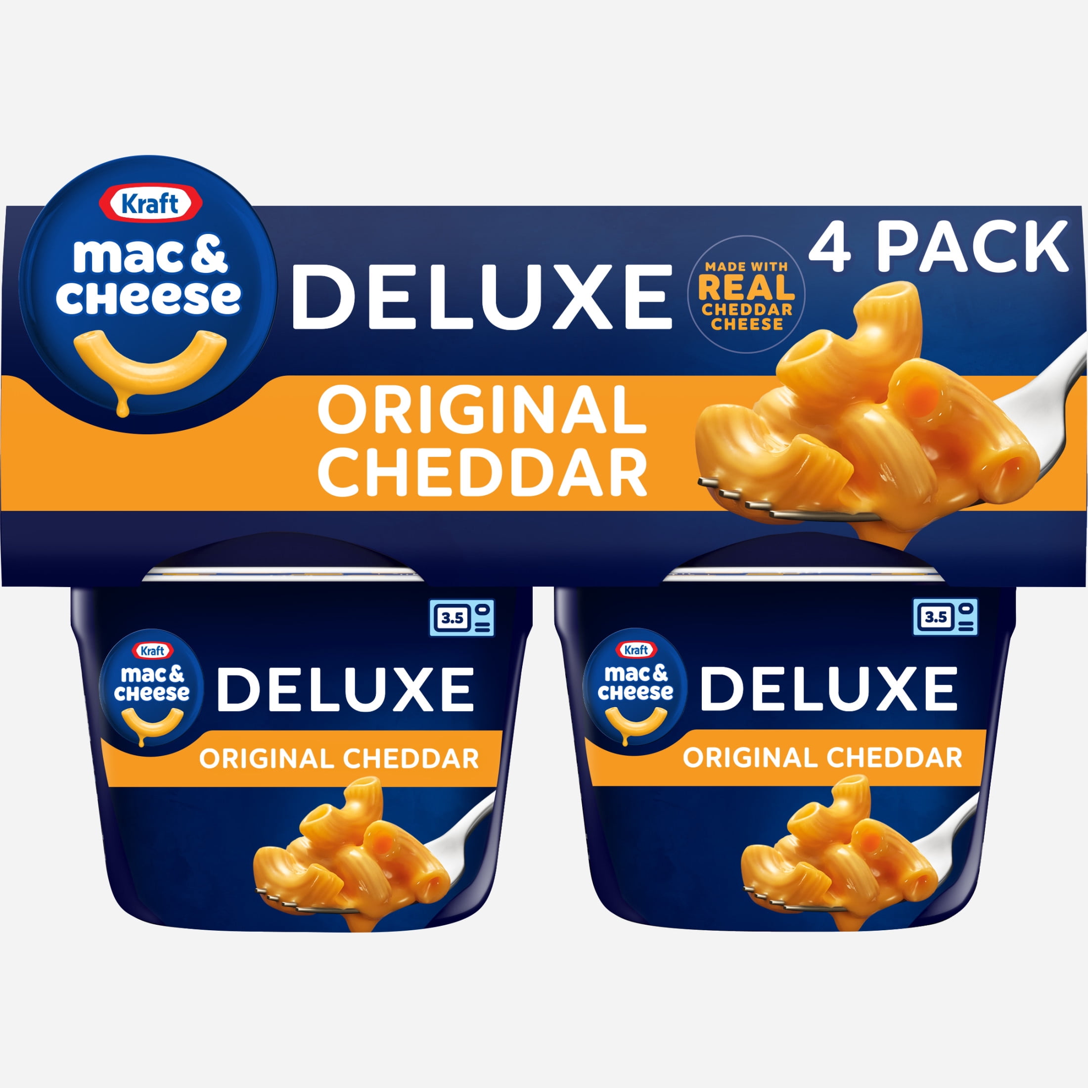(6 pack) Kraft Deluxe Mac and Cheese, 4 Cups, for Easy Dinner or Dinner Sides, Original Flavor, No Artificial Flavors or Dyes, 2.39 oz