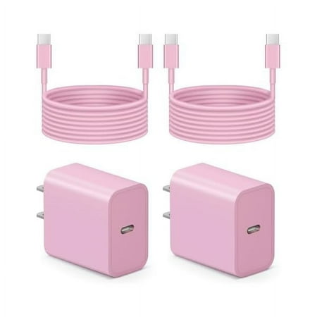 iPhone 16 15 Charger Fast Charging - 2 Pack 20W USB C Wall Charger Block with 6Ft Type C Cable Compatible with iPhone 16/16 Pro/16 Pro Max/16e, iPhone 15, iPad Pro, Air 5/4, 10th(Pink)