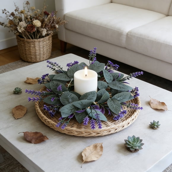 Corona primaveral de hojas verdes y flores artificiales para decoración interior y exterior, 22x22 cm, decoración multicolor de plástico para pared y puerta