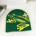 thumbnail image 4 of Jiibva Tree Frog Pattern Beanie Knitted Cap for Men & Women, Slouchy Skull Cap Embroidery Knitted Hat Cute Animal Cartoon Cap Outdoor Sports Warm Ski Hat, 4 of 7