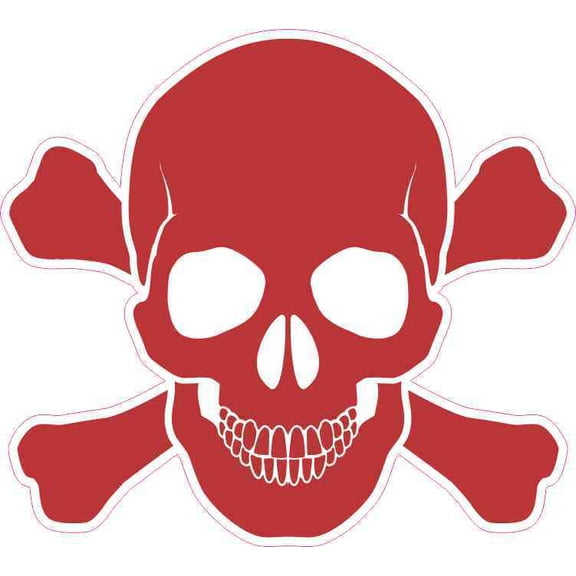 5in x 4.5in Red Skull and Crossbones Sticker Vinyl Car Bumper Window Decal