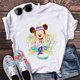 thumbnail image 1 of Mickey Mouse Disney 100% Cotton T-shirt Print Women Harajuku Aesthetic Streetwear White Tops New Summer Fashion Free ShippingXS Gao Jinjia LED, 1 of 2
