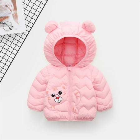 

FZM Christmas Children Kids Toddler Baby Boys Girls Long Sleeve Cute Cartoon Animals Winter Solid Coats Hooded Outer Outwear Outfits Clothes