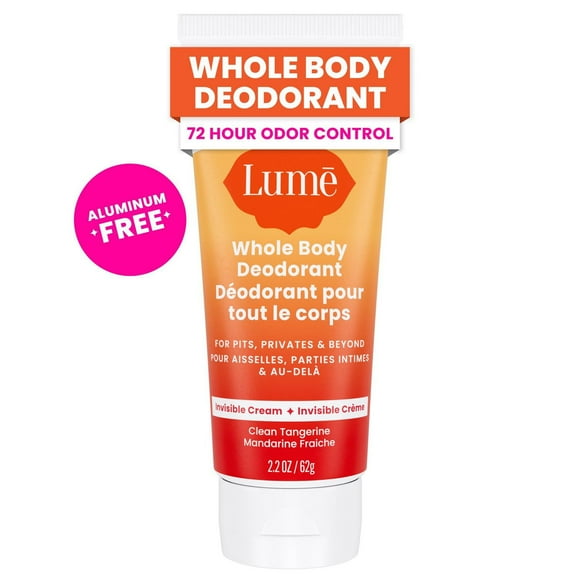 Lume Whole Body Women’s Deodorant - Invisible Cream Tube - Aluminum Free - Clean Tangerine Scent - 2.2oz, 2.2oz