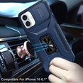 thumbnail image 2 of TJS for iPhone 16 Phone Case, Impact Resistant Slide Camera Cover Shockproof TPU+PC Lens Protection Metal Ring Magnetic Support Kickstand Cover (Blue), 2 of 3