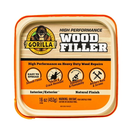 Gorilla Wood Filler 16 Ounce Tub, Natural Wood Finish for Hardware Adhesives - Image 5