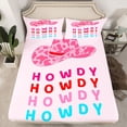 thumbnail image 2 of Feelyou Pink Cowgirl Hat Full Size Sheets for Kids, Kawaii Princess Style Bed Sheets, Howdy Theme Sheet Sets, Microfiber Bedroom Decor, 4-Piece, 2 of 7