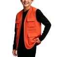 thumbnail image 6 of Kids Cargo Vest Utility Fishing Vests Multi Pockets Zip Up Sleeveless Casual Fashion Jacket for Young Boys and Girls Orange 9-10 Years, 6 of 6