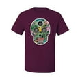 thumbnail image 2 of Day Of The Dead Calavera Skull Colorful Trippy | Mens Pop Culture Graphic T-Shirt, Maroon, 2XL, 2 of 4