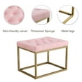 thumbnail image 5 of Velvet Shoe Changing Stool, Upholstered Footrest Ottoman with Golden Metal Base, Square Vanity Chair Tufted Footrest, Modern Sofa Stool Rest Stool for Clothes Shop, Living Room, Bedroom, Pink, 5 of 7