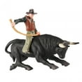 thumbnail image 2 of Bull Riding Figurine Educational for DIY Projects Micro Scenery Fairy Garden black cow attack, 2 of 8