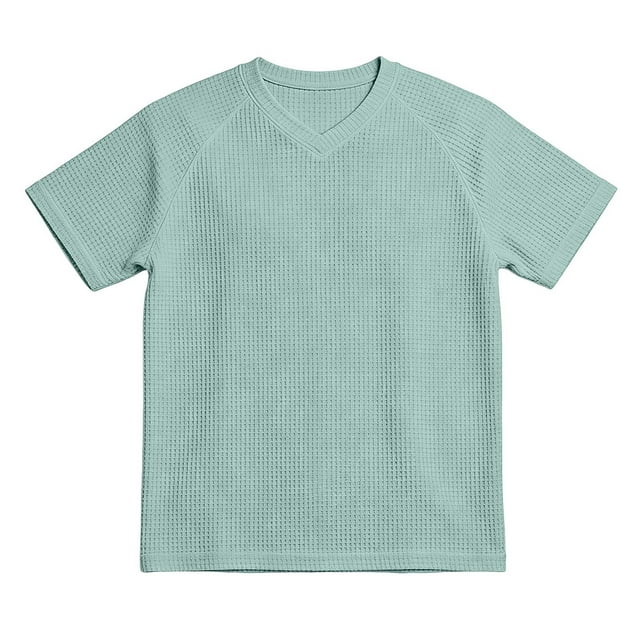 Border Knit Raglan Short Sleeve Tee for Everyday Comfort with V Neck and Clean Solid Design Men T Shirts