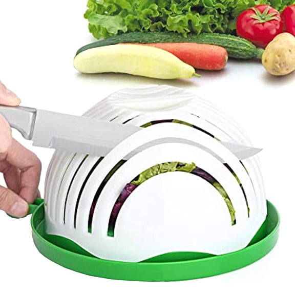 Innovative Living - Easy Salad Maker Salad Cutter Chop Bowl Dishwasher Safe - White