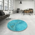thumbnail image 3 of Ahgly Company Indoor Round Patterned Dark Turquoise Green Area Rugs, 7' Round, 3 of 6