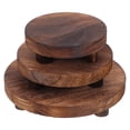 thumbnail image 3 of Shisuyan 3pcs Wood Plant Stand Round Wood Riser Small Wooden Plant Stool Rustic Pedestal Display Stand for Garden Home Desktop Table Counter, 3 of 8