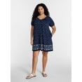 thumbnail image 2 of Terra & Sky Women’s Plus Printed Swing Mini Swing Dress with Tie Back, Sizes 0X-5X, 2 of 5