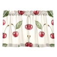 thumbnail image 7 of Yayeee Kitchen Curtains Tier Pair Light Filtering 27"x36" Rod Pocket Short Cafe Window Panel, Beige Cherry, 7 of 7