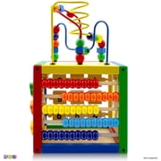 Activity Cube With Bead Maze - 5 in 1 Baby Activity Cube Includes Shape Sorter, Abacus Counting Beads, Counting Numbers, Sliding Shapes, Removable Bead Maze - My First Baby Toys Play22USA
