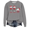 thumbnail image 1 of WEAIXIMIUNG Sweatshirts Courts pour Femmes Plus Femmes Décontracté Col Rond Noël Verre Neige Chapeau de Noël Imprimé Hoodie, 1 of 3