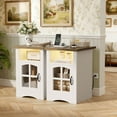 thumbnail image 2 of Homall Nightstand Set of 2 with Charging Station & Adjustable LED Lights, End Table Bedside Table with Glass Door & Open Shelf for Bedroom Living Room, White, 2 of 7