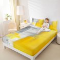 thumbnail image 3 of Homewish Yellow Abstract Ombre Queen Sheets,Retro Aesthetic Queen Sheet Sets,4pcs,1 Flat Sheet, 1 Fitted Sheet and 2 Pillowcases, 3 of 6