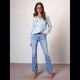 thumbnail image 5 of Blusa Vaquera Informal de Larga con Cuello en V y Botones para Mujer Azul S, 5 of 10