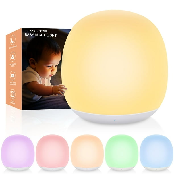 Lámpara de guardería para bebés Night Light Tyute RGB, 8 colores, recargable