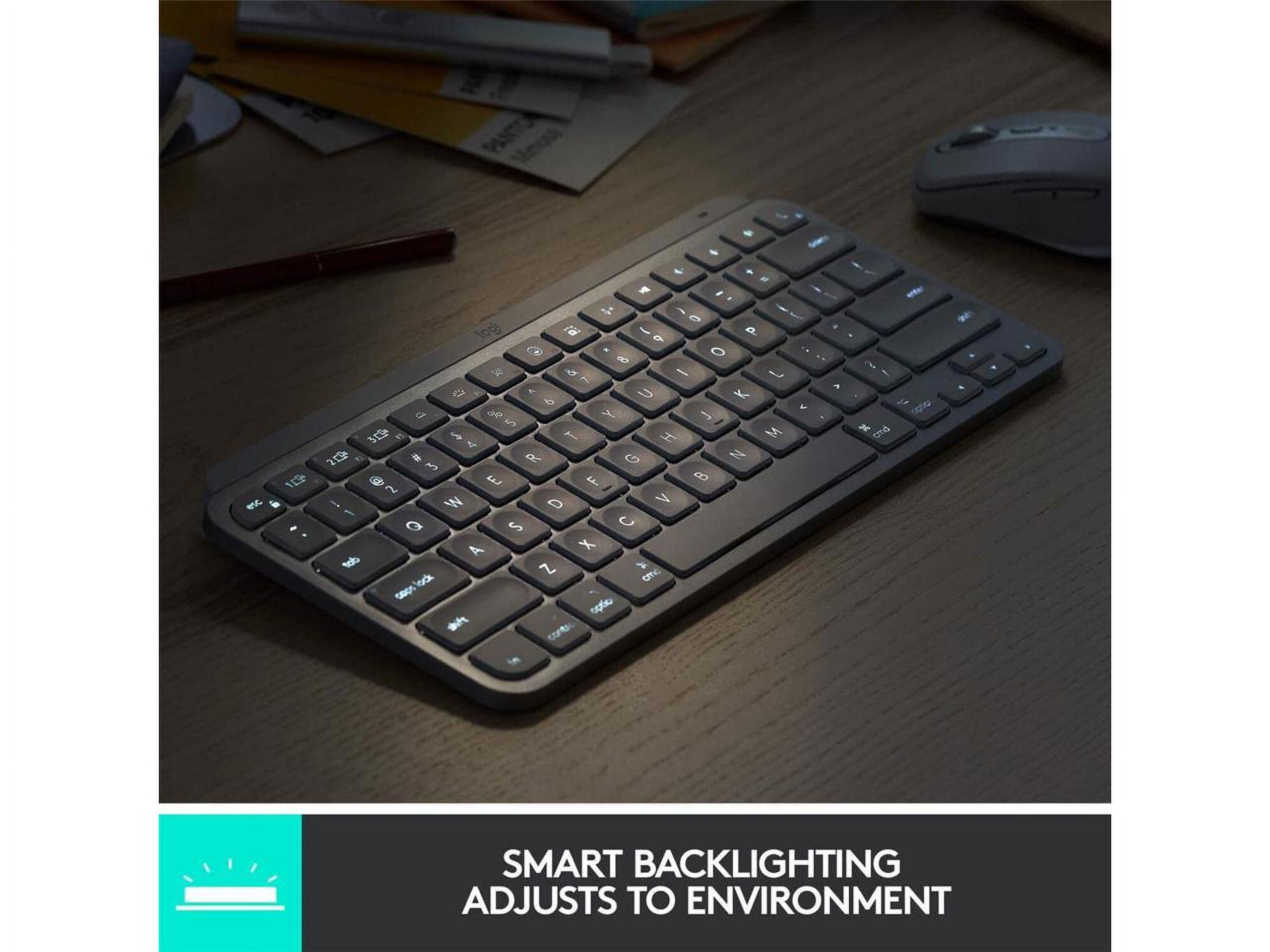Logitech MX Keys Mini Minimalist Wireless Illuminated Keyboard, Compact, Bluetooth, Backlit, USB-C, Compatible with Apple macOS, iOS, Windows, Linux, Android, Metal Build - BLACK