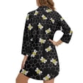 thumbnail image 2 of Xixirimido Bee Honeycomb Black Print Womens Swimsuit Cover up for Swimwear Button Down Long Sleeve Beach Shirt Long Dress Bikini Coverup Blouse Shirt Dress, Size M, 2 of 7