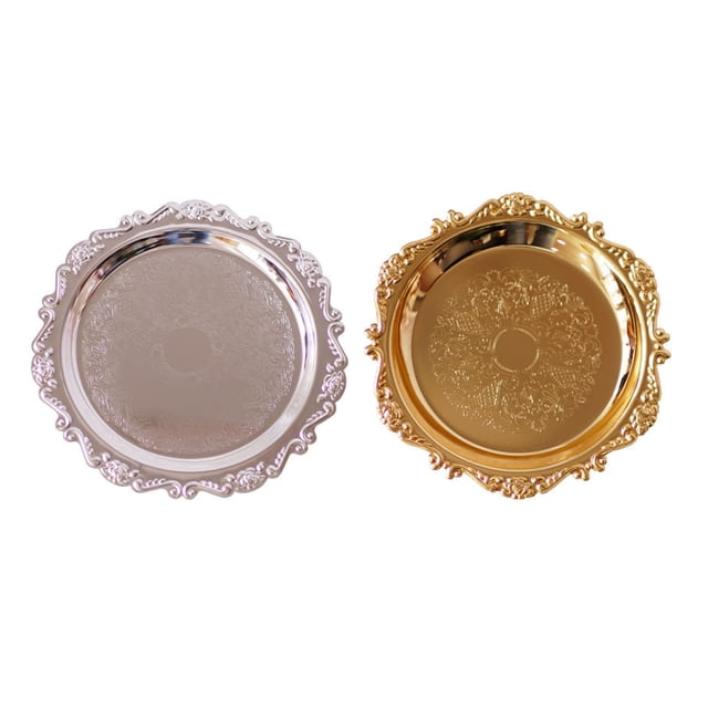2 PCS Acero inoxidable Alimentos Servir bandejas Alimentos Placas de Postre Fruta Placas