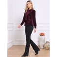 thumbnail image 4 of DARING DIVA Women's Vintage Velvet Long Sleeve Button Down Shirt Blouse L Dark Red, 4 of 6