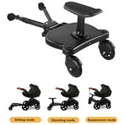 Yolispa Universal Stroller Board, 2 In 1 Stroller Ride Board Buggy Wheeled Board Seat Pedal Buggy Board with Seat Auxiliary Pedal Adapter Pushchair Connector Anti-Slip, Max Load 55lbs