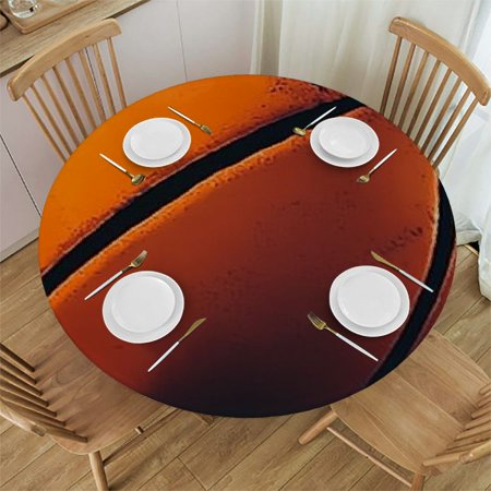 

Sheronv Basketball Round Table Cover Stain Resistant Washable Indoor Outdoor Kitchen Dining Parties 100% Polyester for Picnic Farmhouse Tablecloths 38 -42