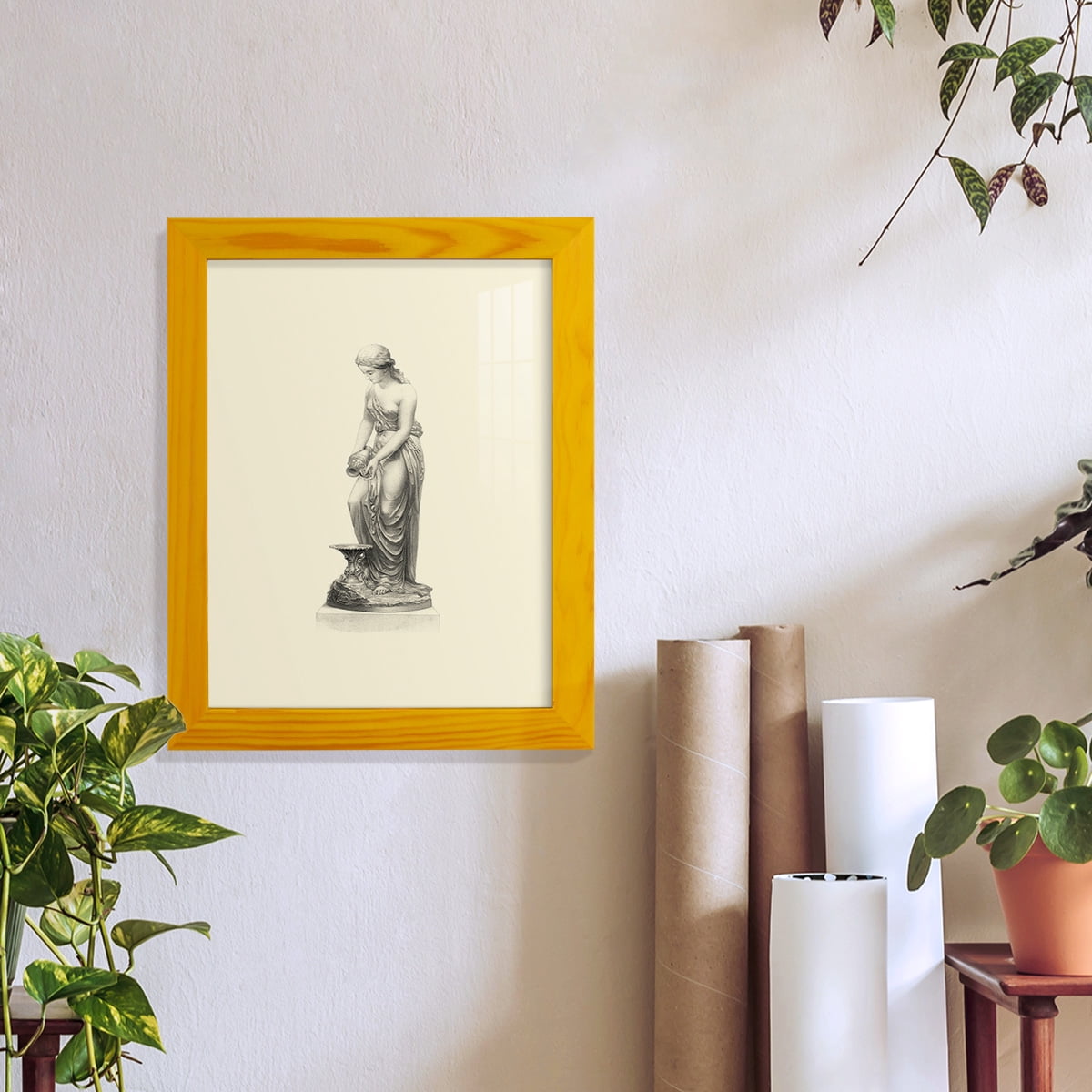 Classical Statuary II -Framed Print w/glass-Sunflower Yellow