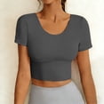 thumbnail image 2 of ZyeKqe Crop Tops for Women Short Sleeve Crew Neck Slim Fitted Casual Solid Color Ladies Fashion Yoga Tops, 2 of 8