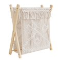 thumbnail image 1 of Stylish Decorative Magazine Rack Portable Macrames Desktop Storage Rack with Wood Frame for Books Magazines and More, 1 of 5