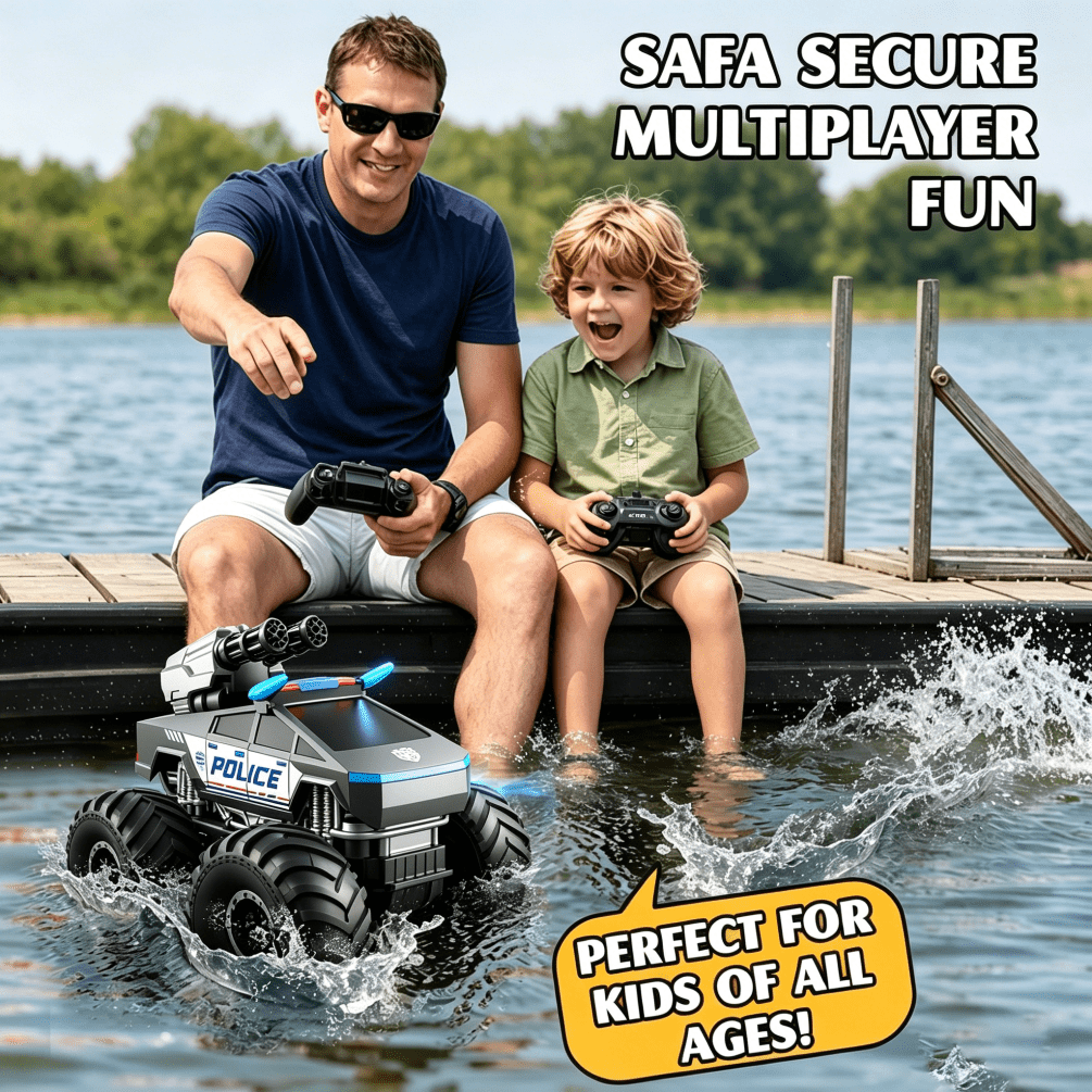 HNH 1:16 RC Waterproof Monster Truck, Amphibious RC Cars 4WD Remote Control Car Trucks, All Terrain Off-Road Pickup Cybertruck Toy for 6-15 Year Old Boys Girls Kids Gifts
