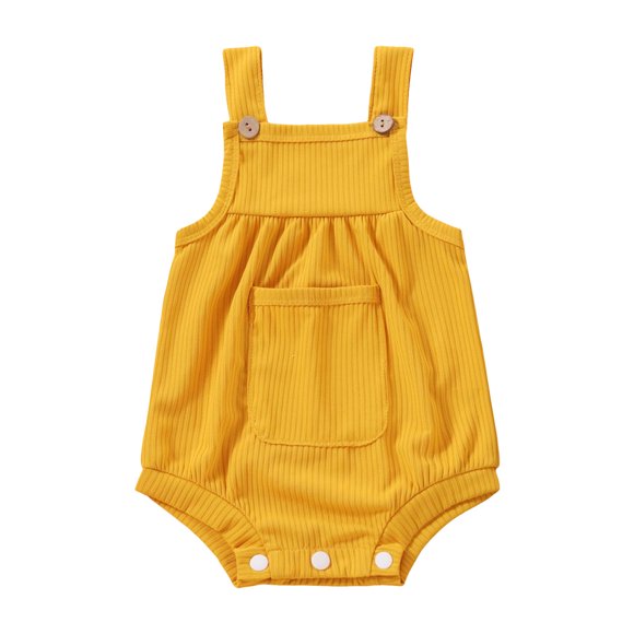 Zanarzt Toddler Clothes Newborn Infant Baby Boys Girls Ribbed Solid Pocket Bodysuit Suspender Romper Babygirl Summer Outfits 6-9 Months,Orange