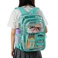 thumbnail image 3 of MuXiKeJi Clothes Clear Bookbag with Chest Strap, 17" Heavy Duty See Through Backpack with Anti-theft Hook & S-shaped Shouler Straps, Large Clear Bags for Work Sport School Travel, 3 of 5